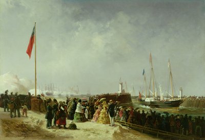The Departure of the Steam Packet at Boulogne by Louis Bentabole